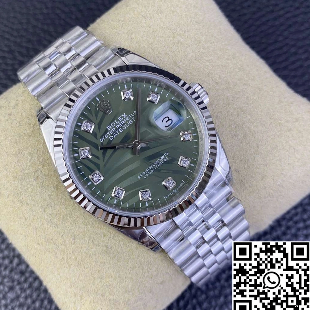 Clean Diamond Factory Datejust Steel Green 36MM Stainless Dial Rolex M126234 Motif Hourmarker 0524